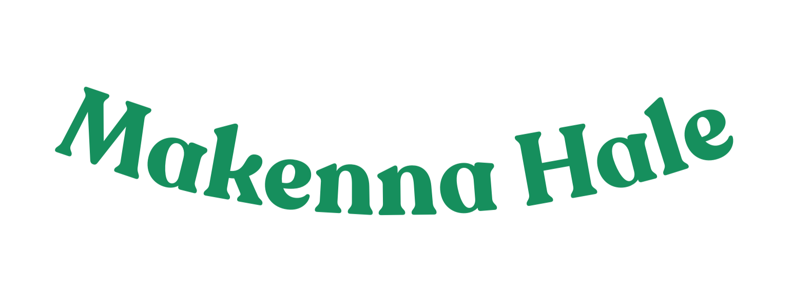 Text in a curved arc reading "Makennna Hale" in teal color.