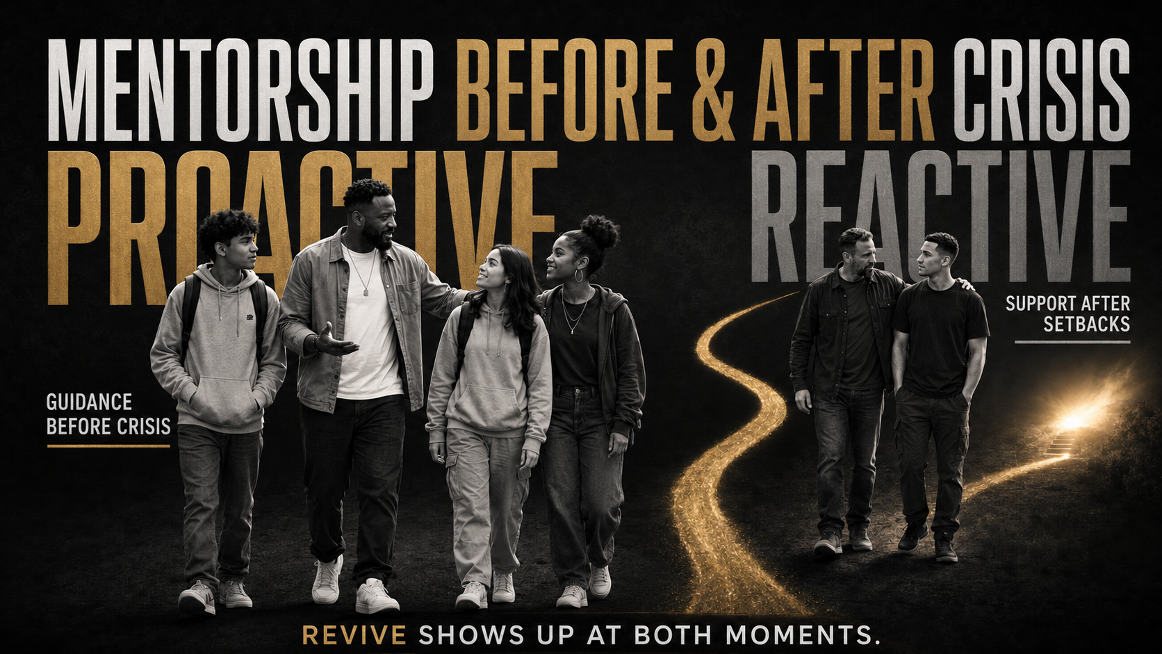 Revive provides proactive mentorship before crisis and reactive mentorship after setbacks