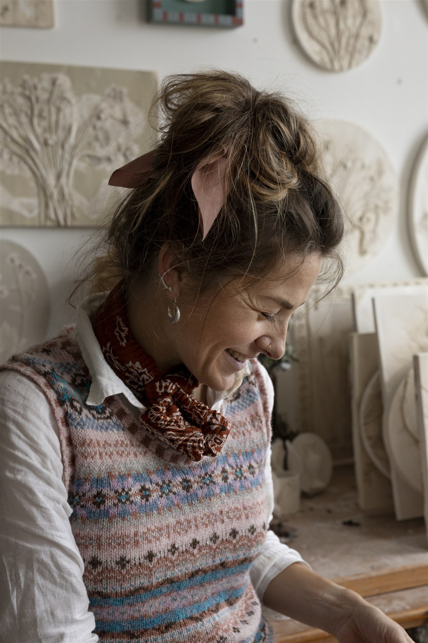 Portrait of artist Katy Eccles in her studio