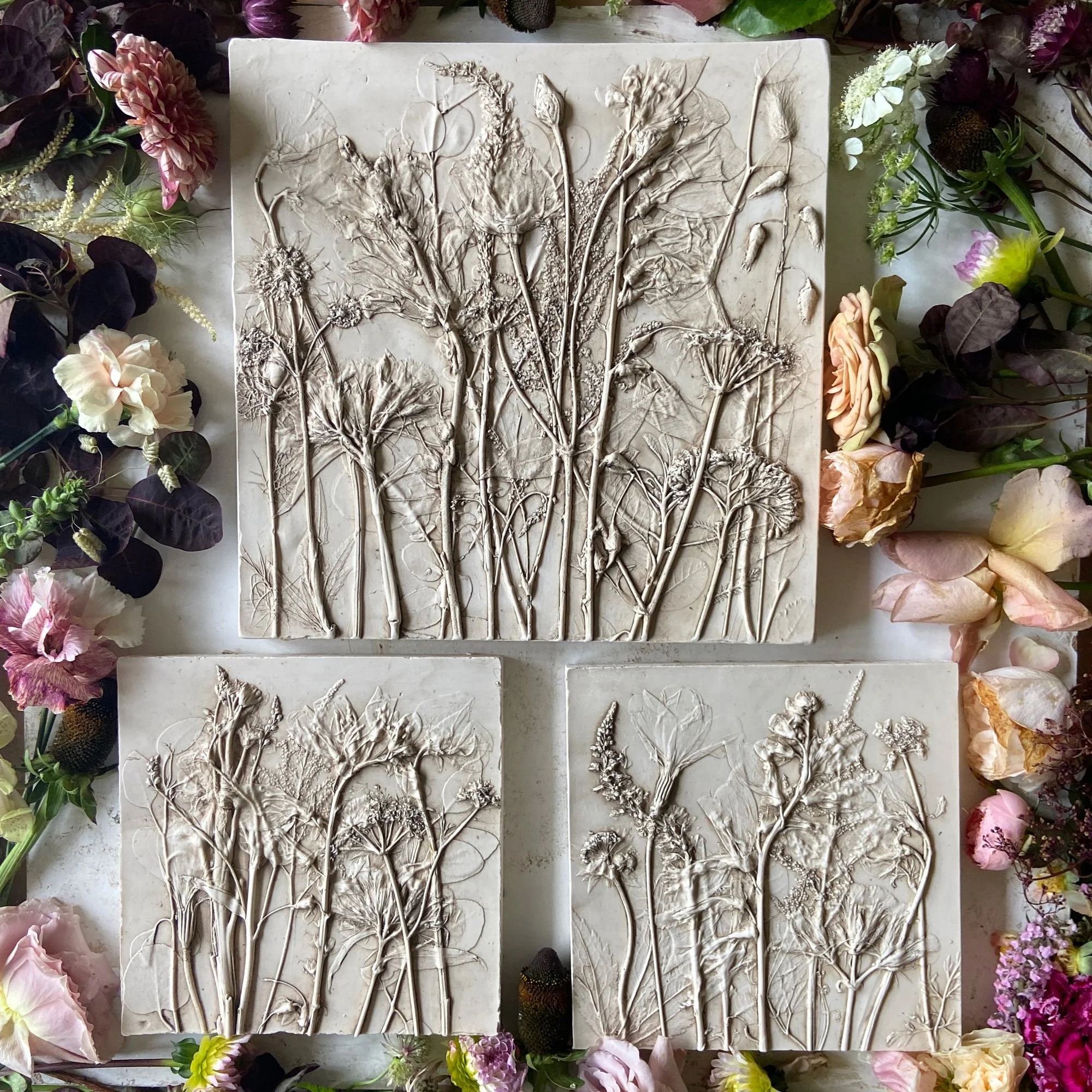 A set of gift botanical plaster casts for wedding commissions by Imprint Casts