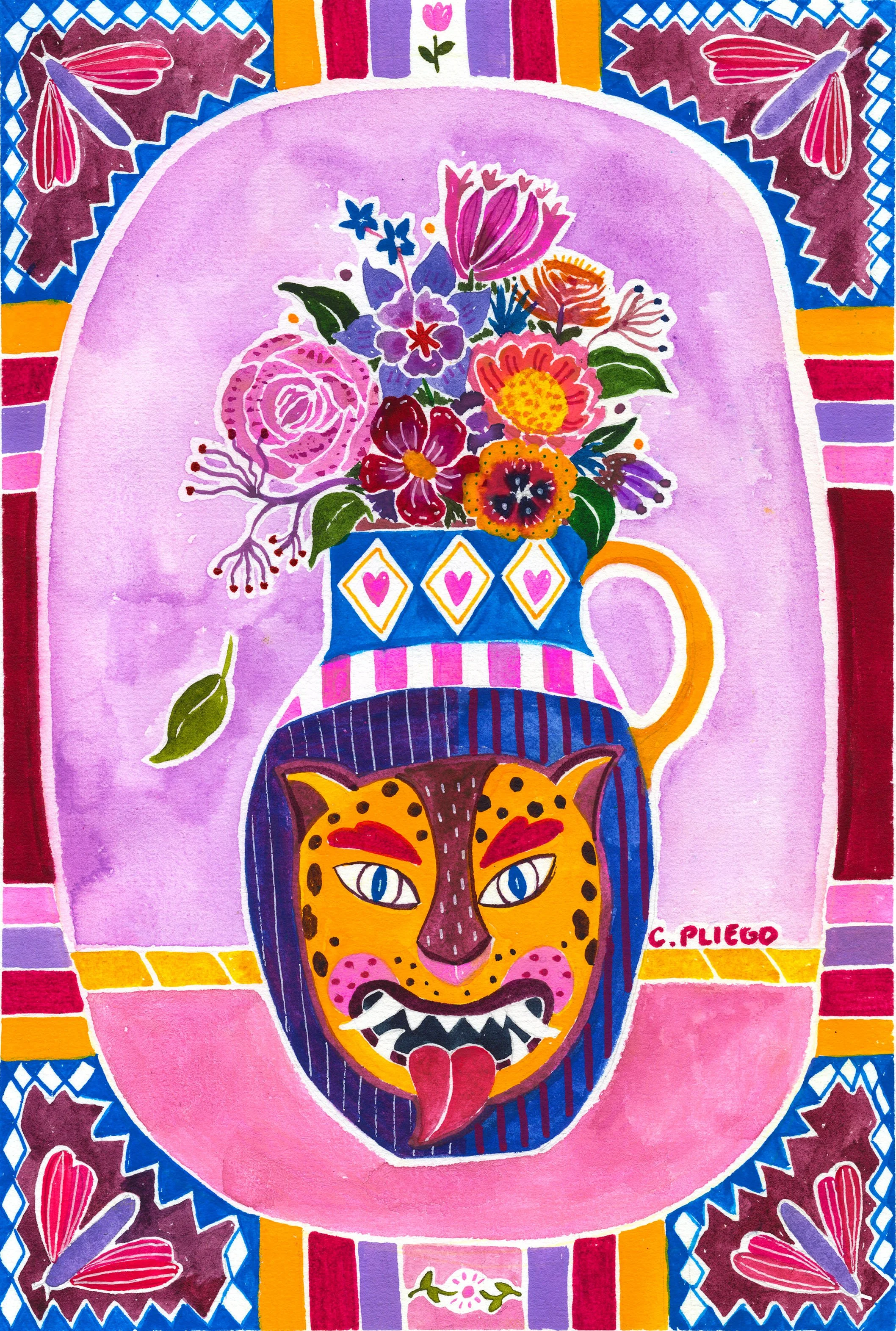 Jaguar Folk - Mixed Media