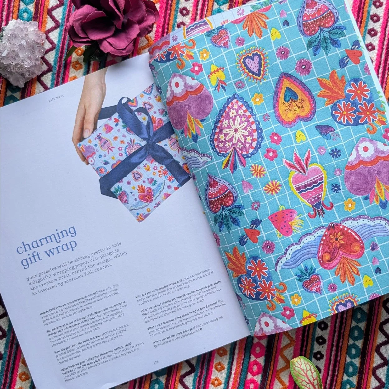 Frankie Magazine - Colourful Folksy Gift wrap by Cris Pliego