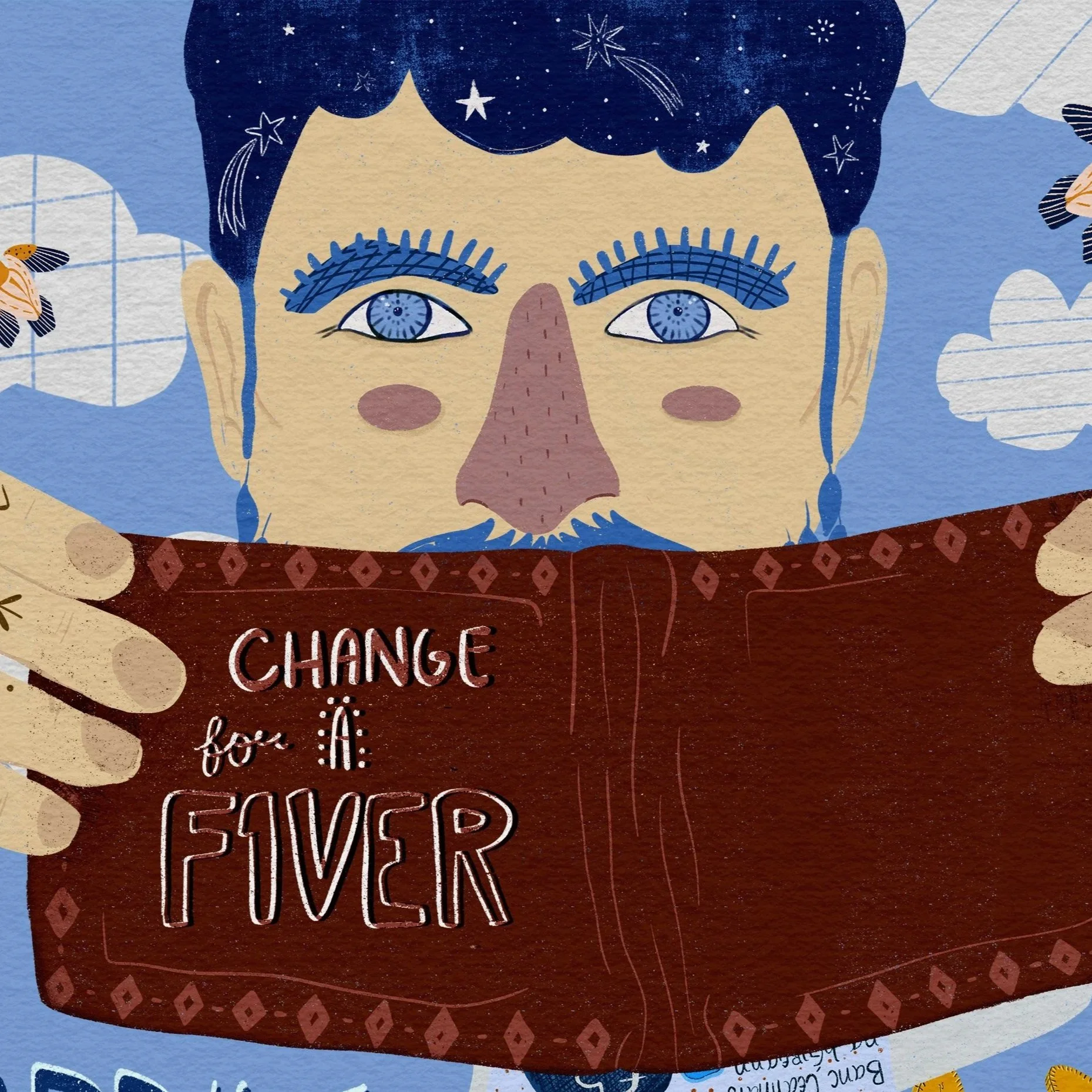 Custom Illustration work for Barry G. Album cover for "Change for a Fiver"