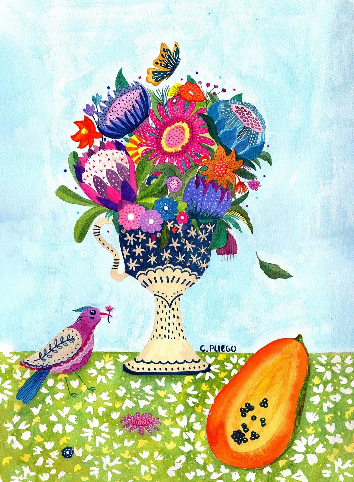 Papaya Still Life - Watercolour artwork by Cris Pliego