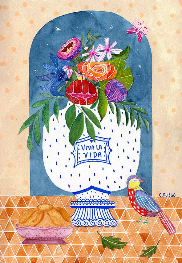 Viva la Vida - Watercolour & acrylic artwork by Cris Pliego