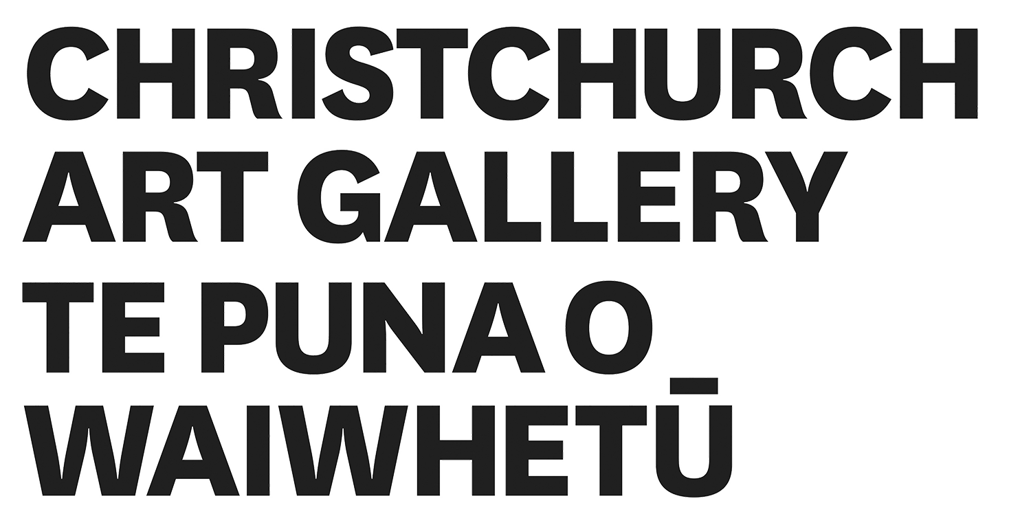 Bold black text in Maori language reading 'Christchurch Art Gallery te Puna o Waiwhetu'.