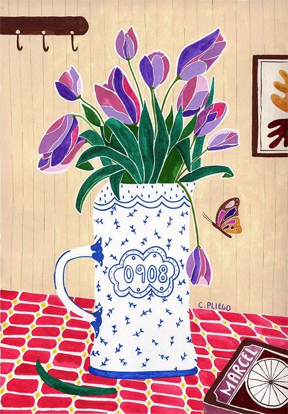 Tulips - Watercolour & gouache artwork by Cris Pliego