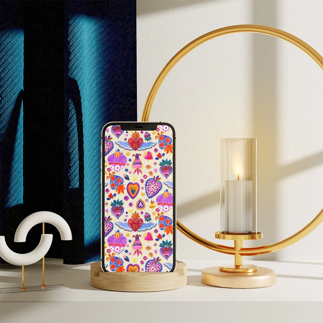 Free wallpaper colourful milagritos mexican design