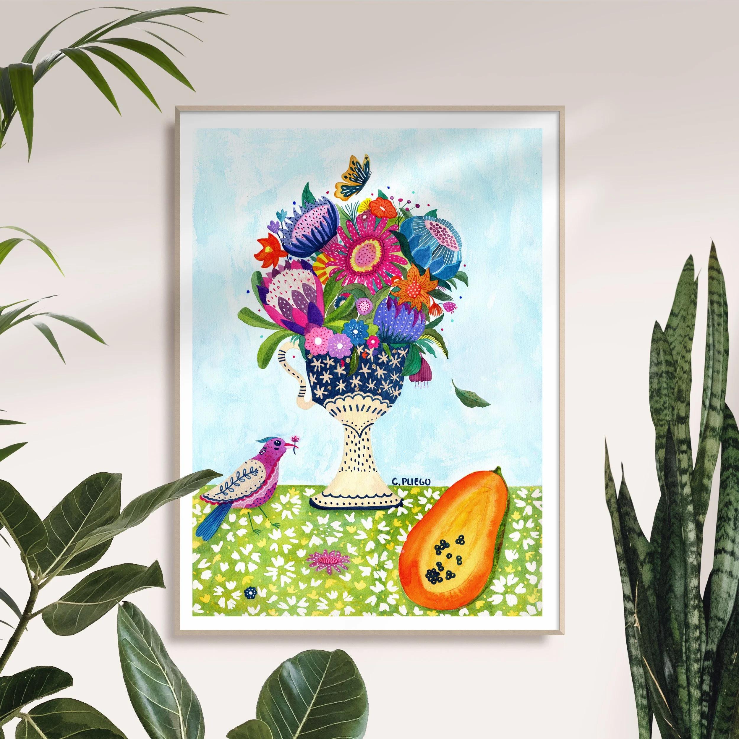 Still Life with Pawpaw Floral Art Print