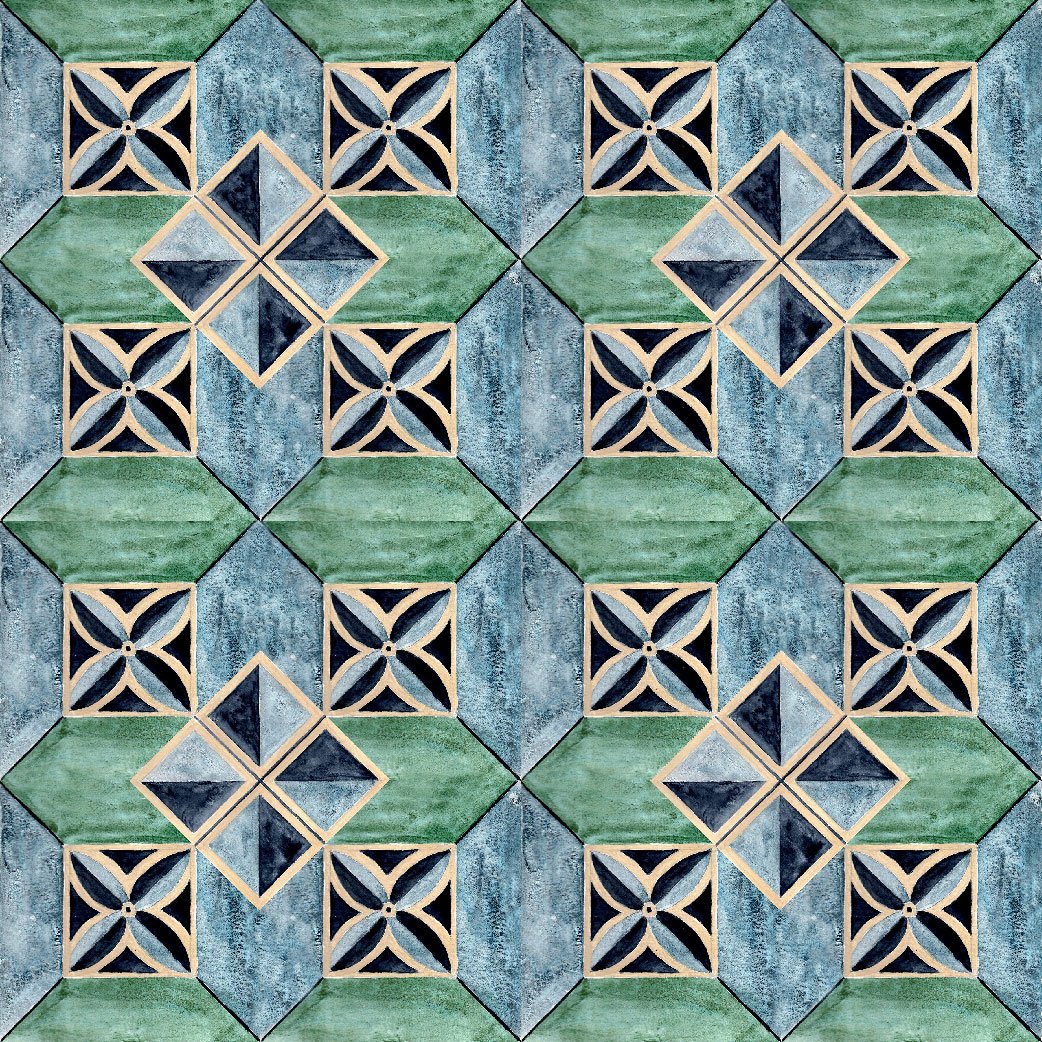 Available for Licensing - Surface Pattern Design - Mosaic Stars Analogue Tiles Art Colourful by Cris Pliego