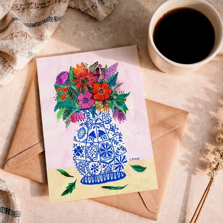 Artwork on Product - Mexican Vase - Watercolour artwork by Cris Pliego