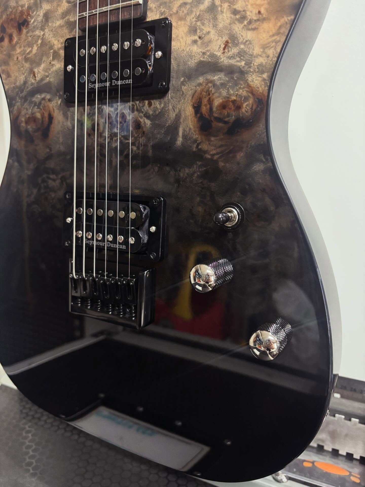 @schecterguitarsofficial back on the bench for a pot &amp; cap swap, setup and address microphonic issues 🎸