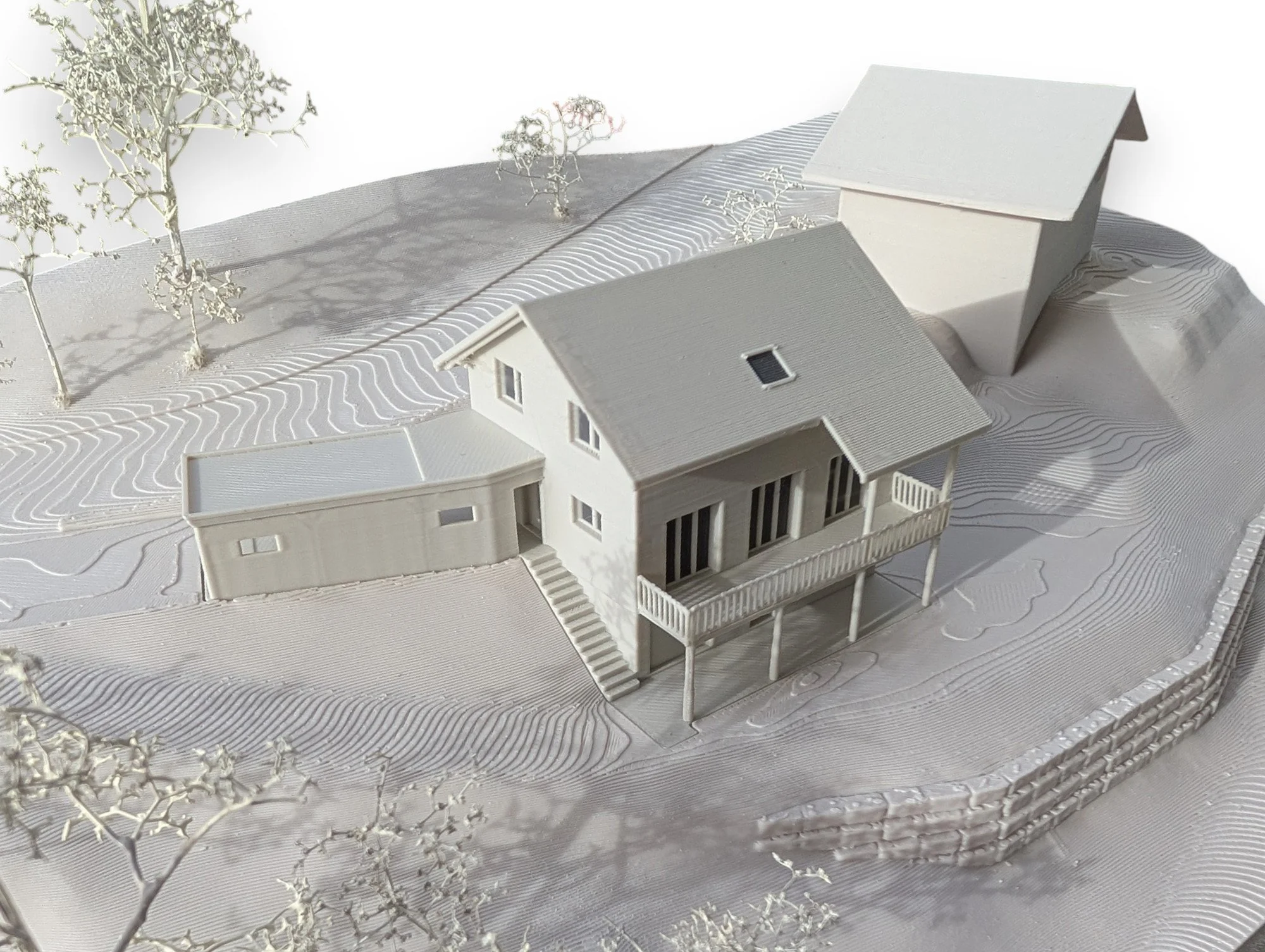 Detailansicht Volumenmodell Eingangsbereich von althaus3d. Präzises Architekturmodell aus Bern, Schweiz zur Überprüfung der Erschließung im Wettbewerb.