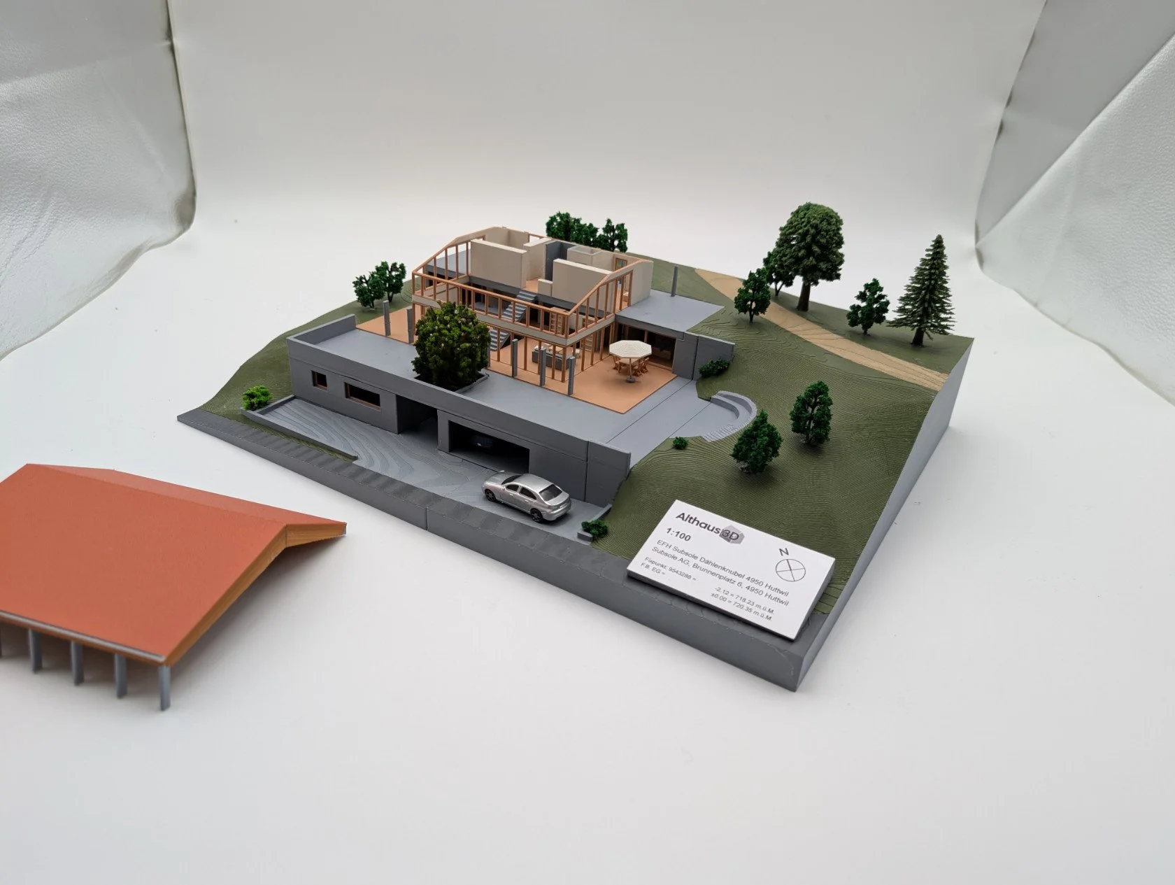 Draufsicht auf das Erdgeschoss des Modells zur klaren Visualisierung der Raumaufteilung der Innenräume. Standort: Bern, Schweiz