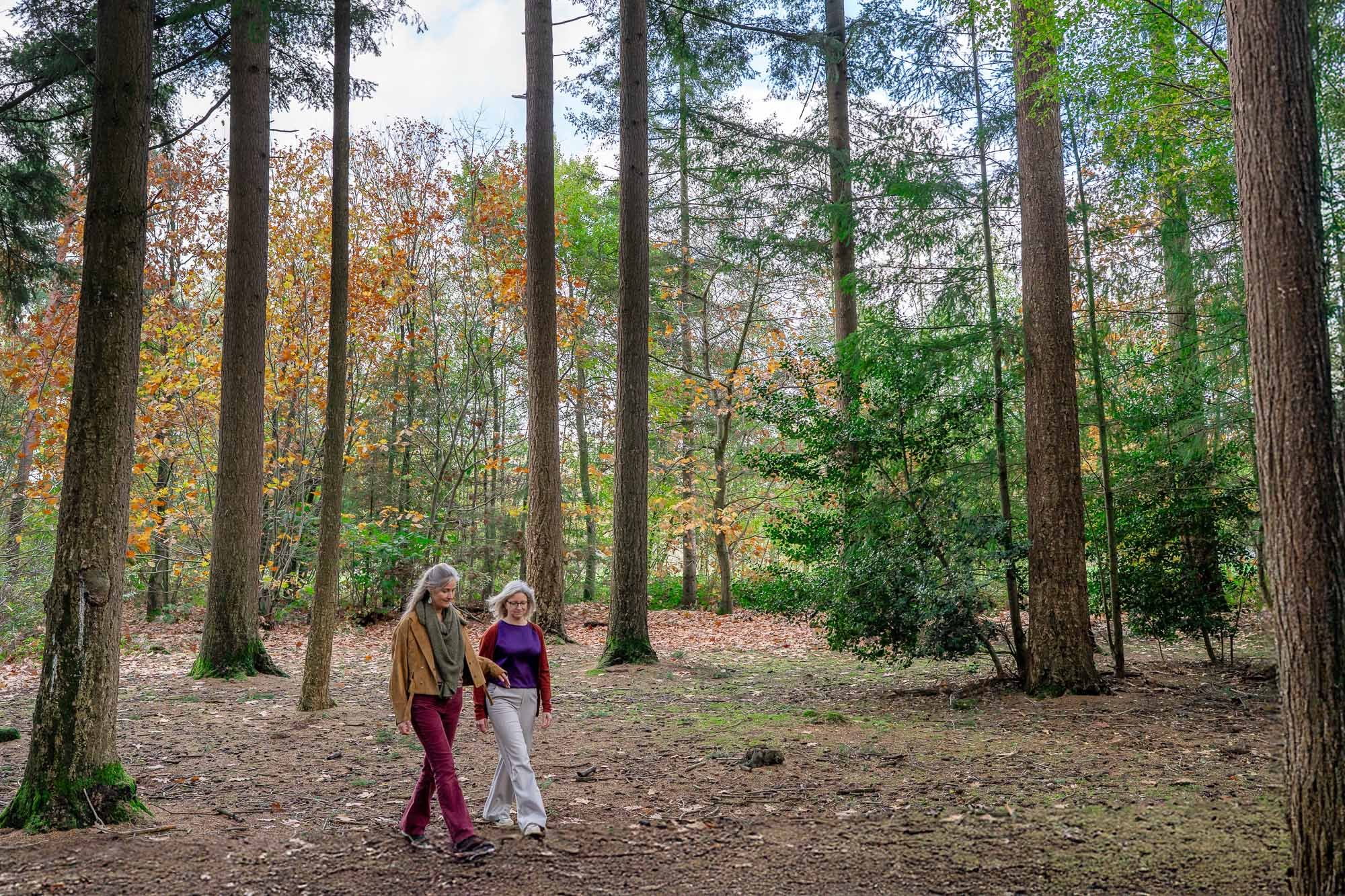 Marieke natuurcoach begeleidt een klant tijdens coaching in het bos