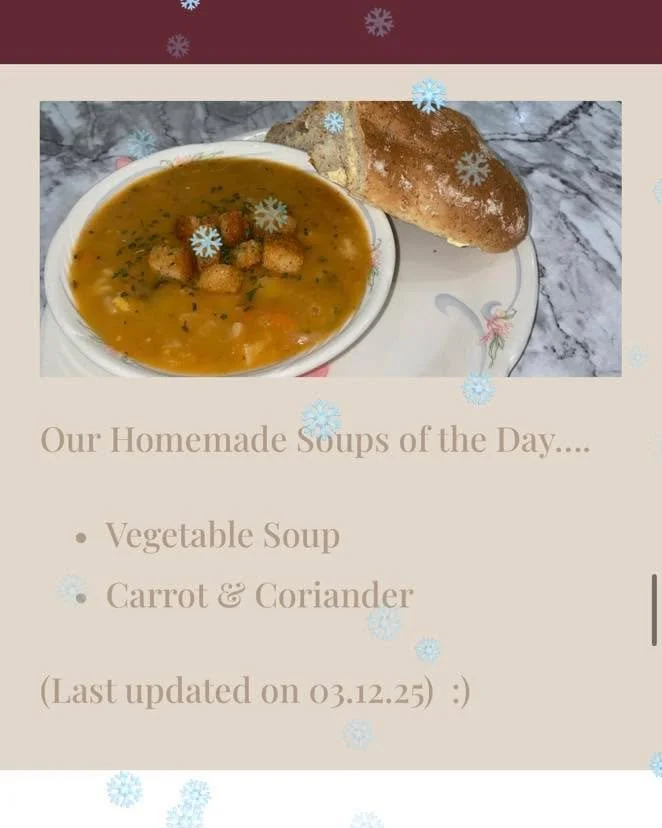 Added a new &lsquo;Soup of the Day&rsquo; section to our website for you to check as we get lots of calls about this! 🥣

You can find it at the bottom of our menus page on www.villagemanorbakery.co.uk 😋

And I&rsquo;ve added a little &lsquo;last up