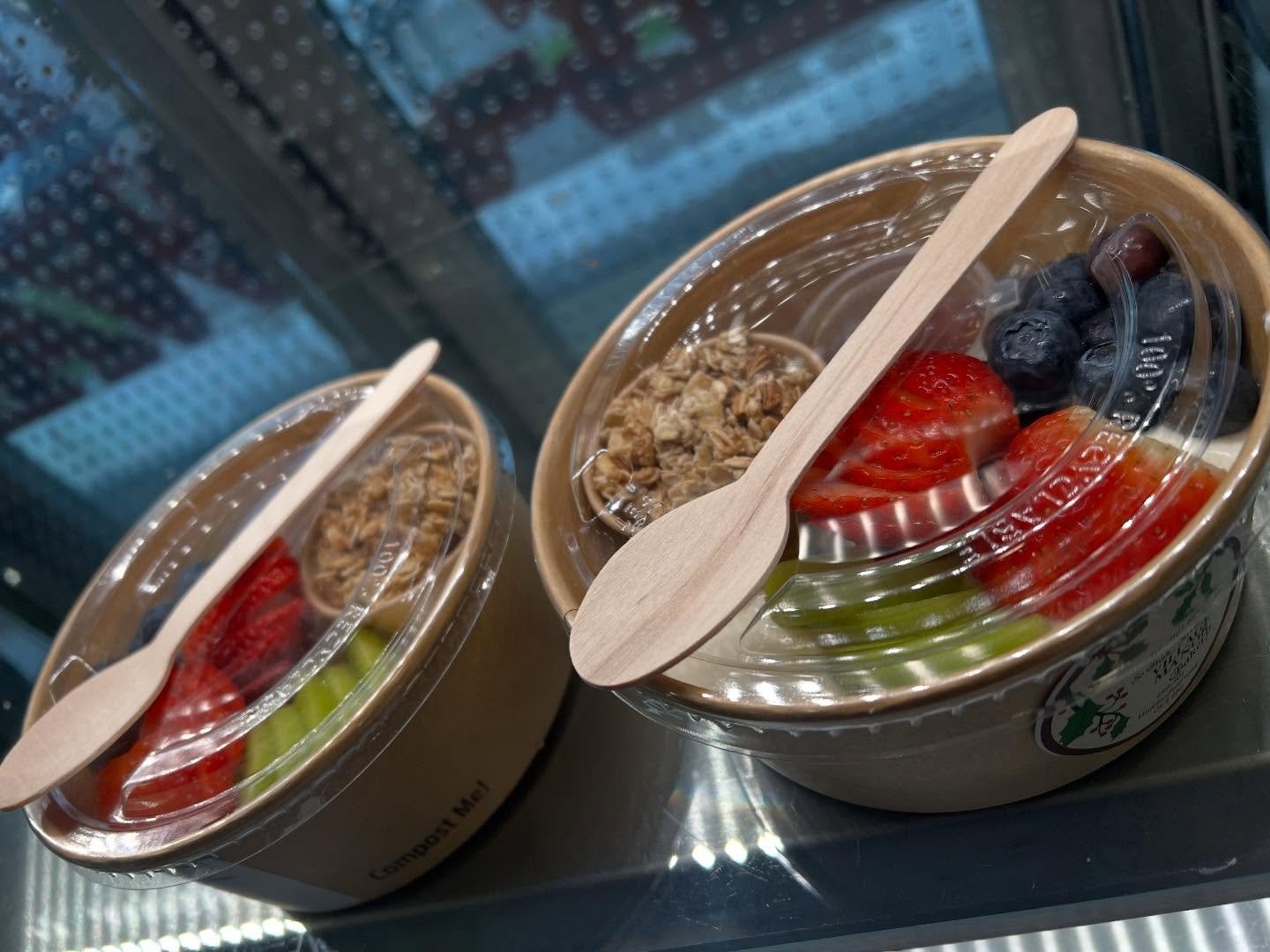 Now we still eat cake all year round but for those of us trying to be a little healthier going into the new year we have a new range of fruit pots &amp; breakfast bowls in village manor bakery.

This pot is filled with Greek yoghurt, granola, honey, 