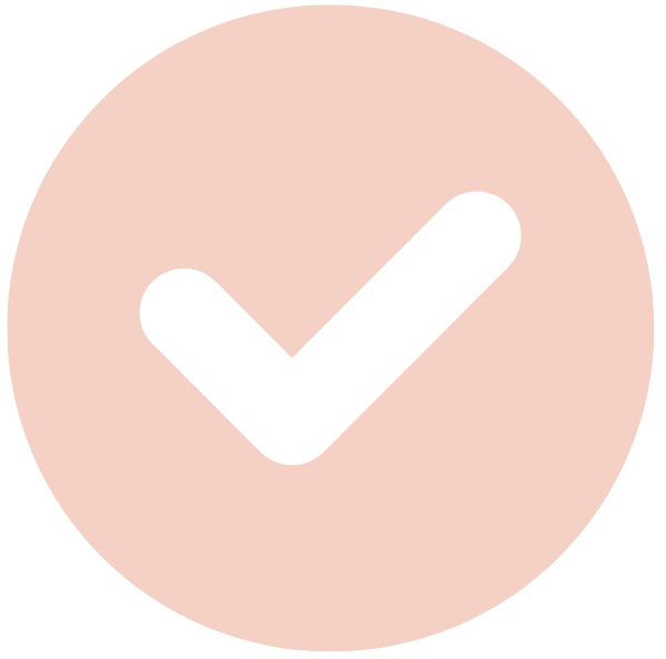 A check mark inside a pink circle.