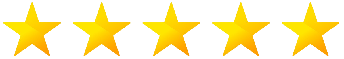 Five yellow stars arranged in a row, with the fourth star filled in green and the fifth star filled in blue.
