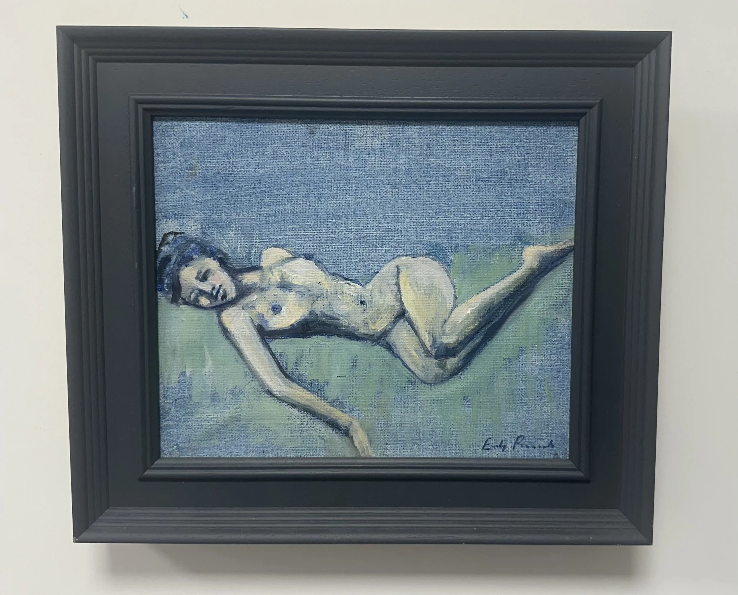 Woman on Blue, Oil on Canvas, 38x33cm,£450