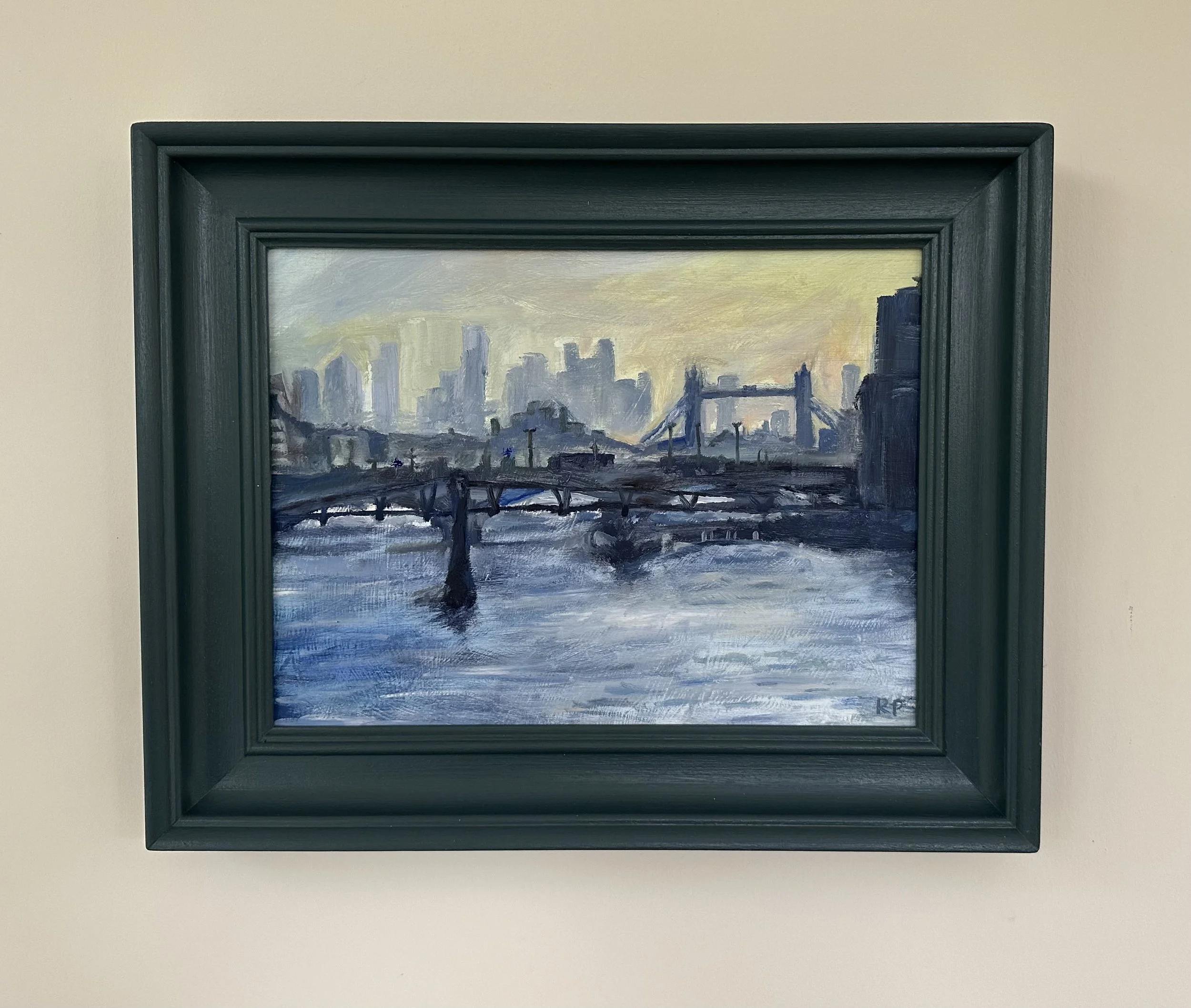 By Rufus Pennock, Light on the Thames, Oil on Panel, 32x39cm, £275
