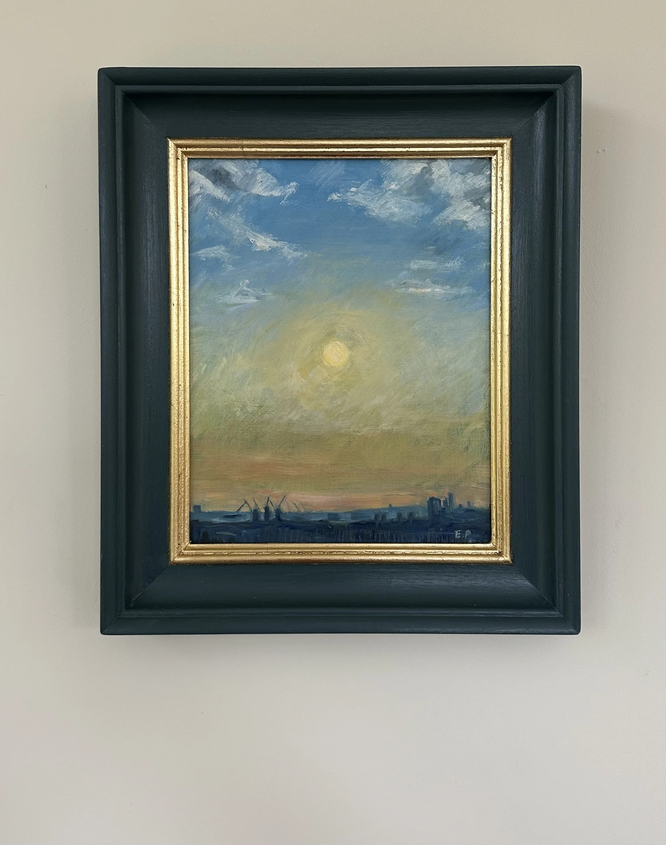 Sunset from Battersea, Oil on Panel, 29x34cm, SOLD