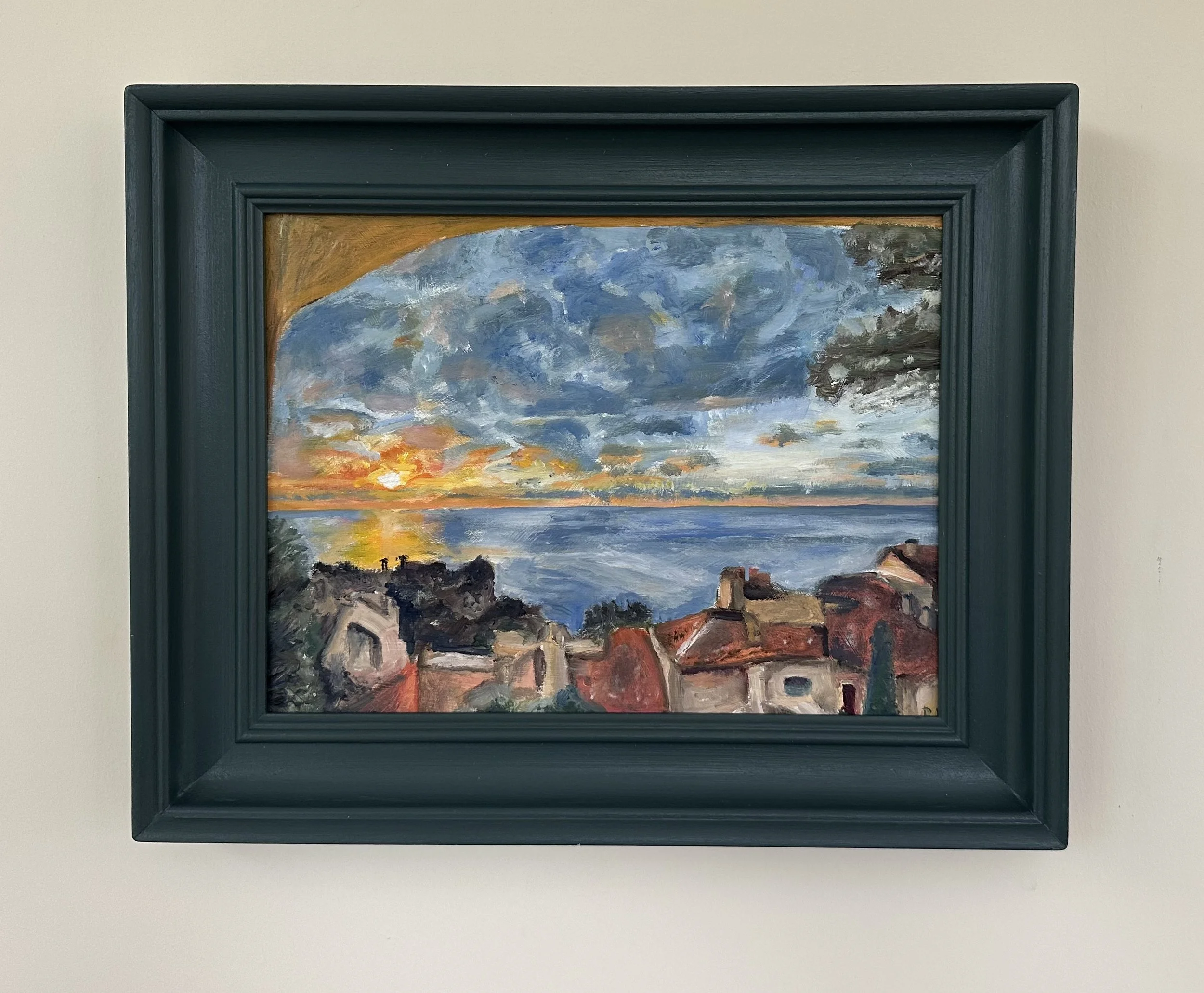 By Rufus Pennock, Port La Galère, Oil on Panel, 32x39cm, £275