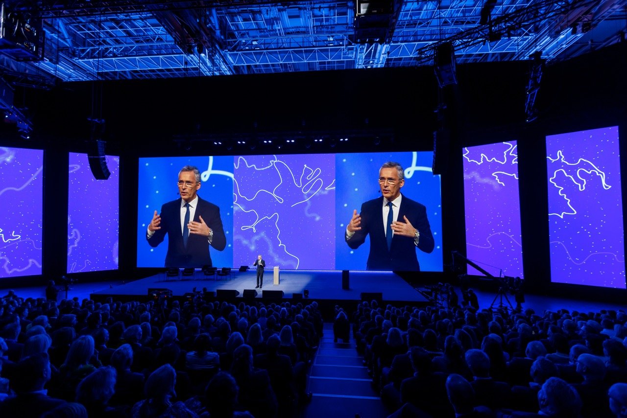 Former NATO chief and now active politician Jens Stoltenberg is holding a speech at NHO Conference in Oslo produced by the leading Event Company All-in, Part of All Things Live