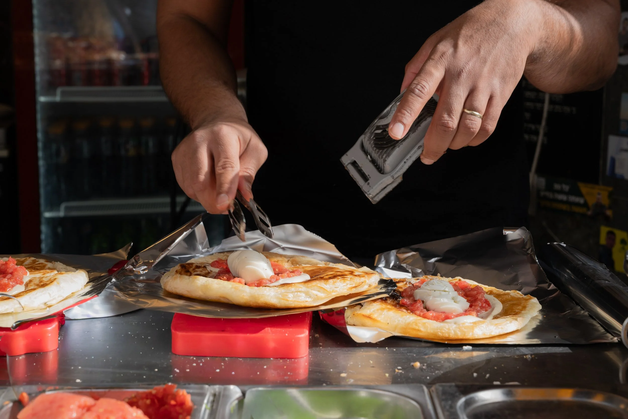 Rolled Malawach in Carmel Market