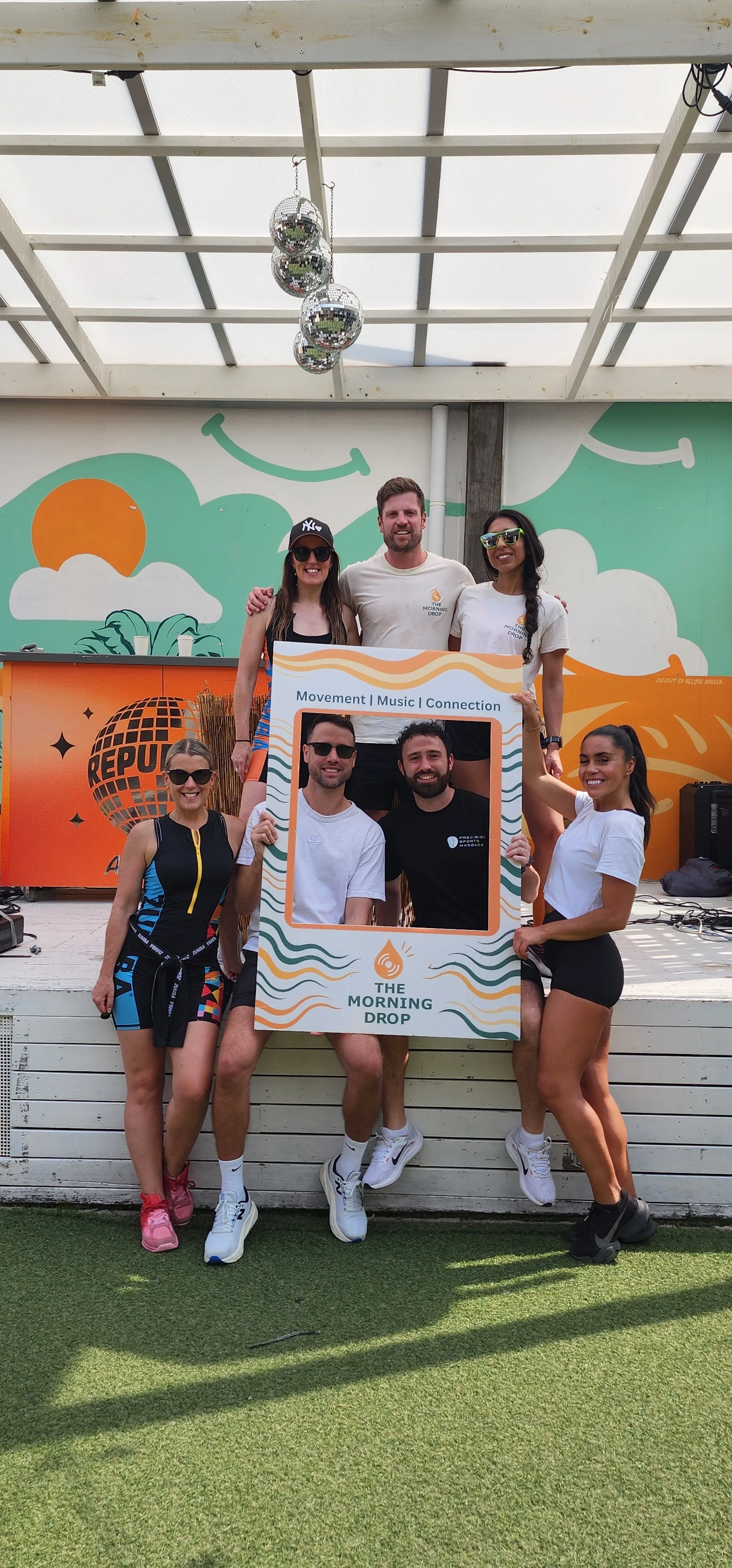 The Morning Drop team with Liam Stanley of Precision Sports Massage and @dancingsisters_xo