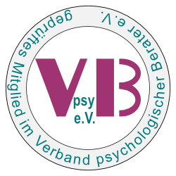 Logo des Verbandes Psychologischer Berater, mit V3, psychologische Beratung, Kreis mit Text