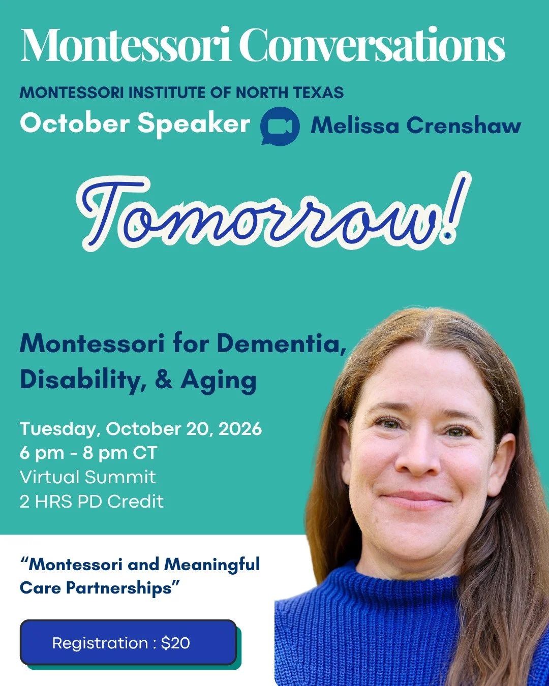 Montessori is for every stage of life. What can it offer older adults?

If you&rsquo;re curious, already part of the Montessori community, supporting a loved one, or working in elder care, this talk is for you. Join MINT featured speaker Melissa Cren