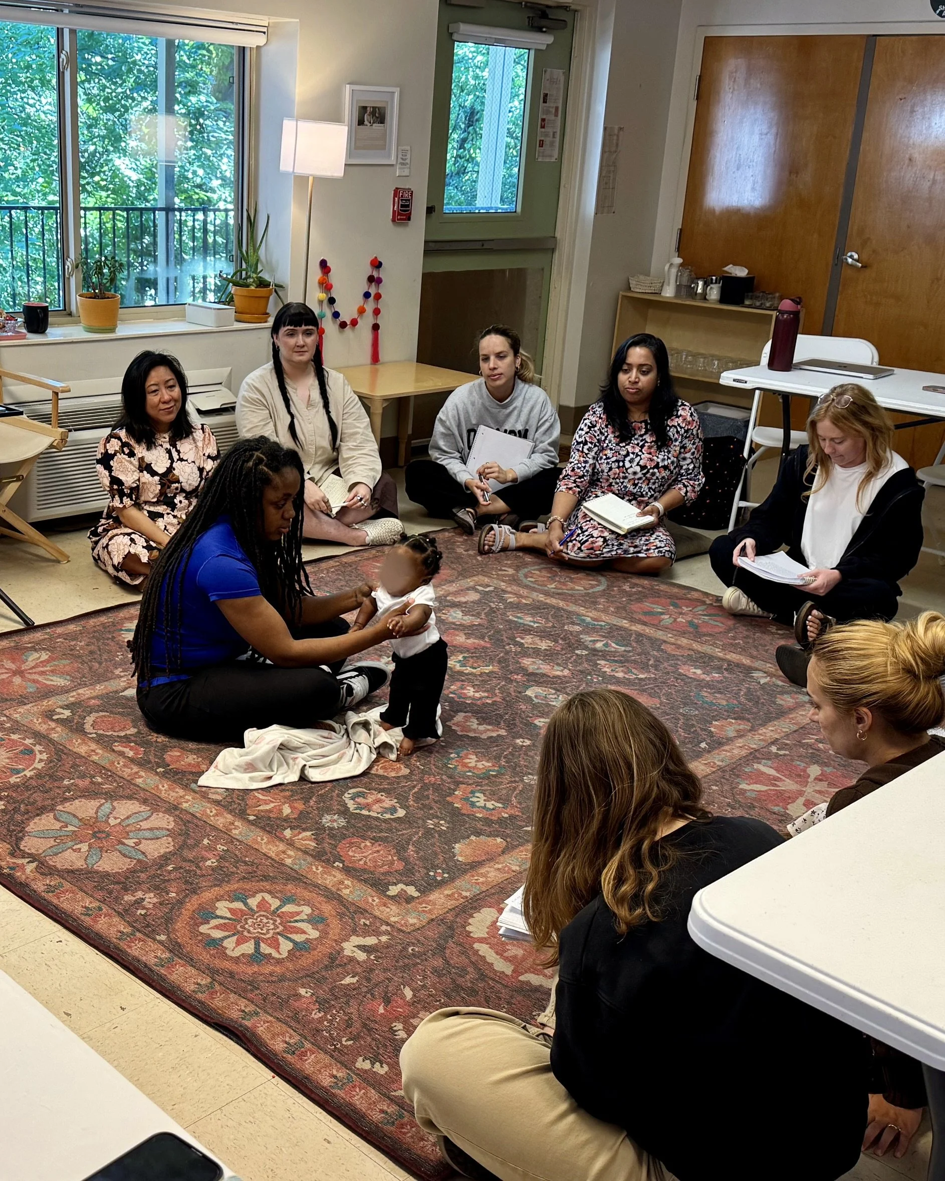 3-6 diploma course students completing an infant observation as part of montessori training