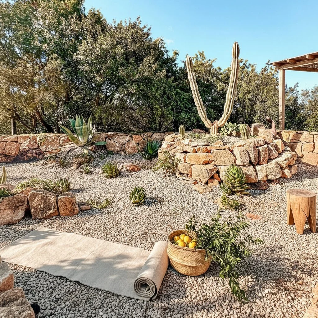 Golden hour. Sardinian cactus garden, pure calm.

Imagine morning stillness, linen beneath your feet. The scent of myrtle and lemons calls you to slow down.

Here, eco-luxury means quiet, sunlit spaces for your rituals. 

Ready to experience Sardinia