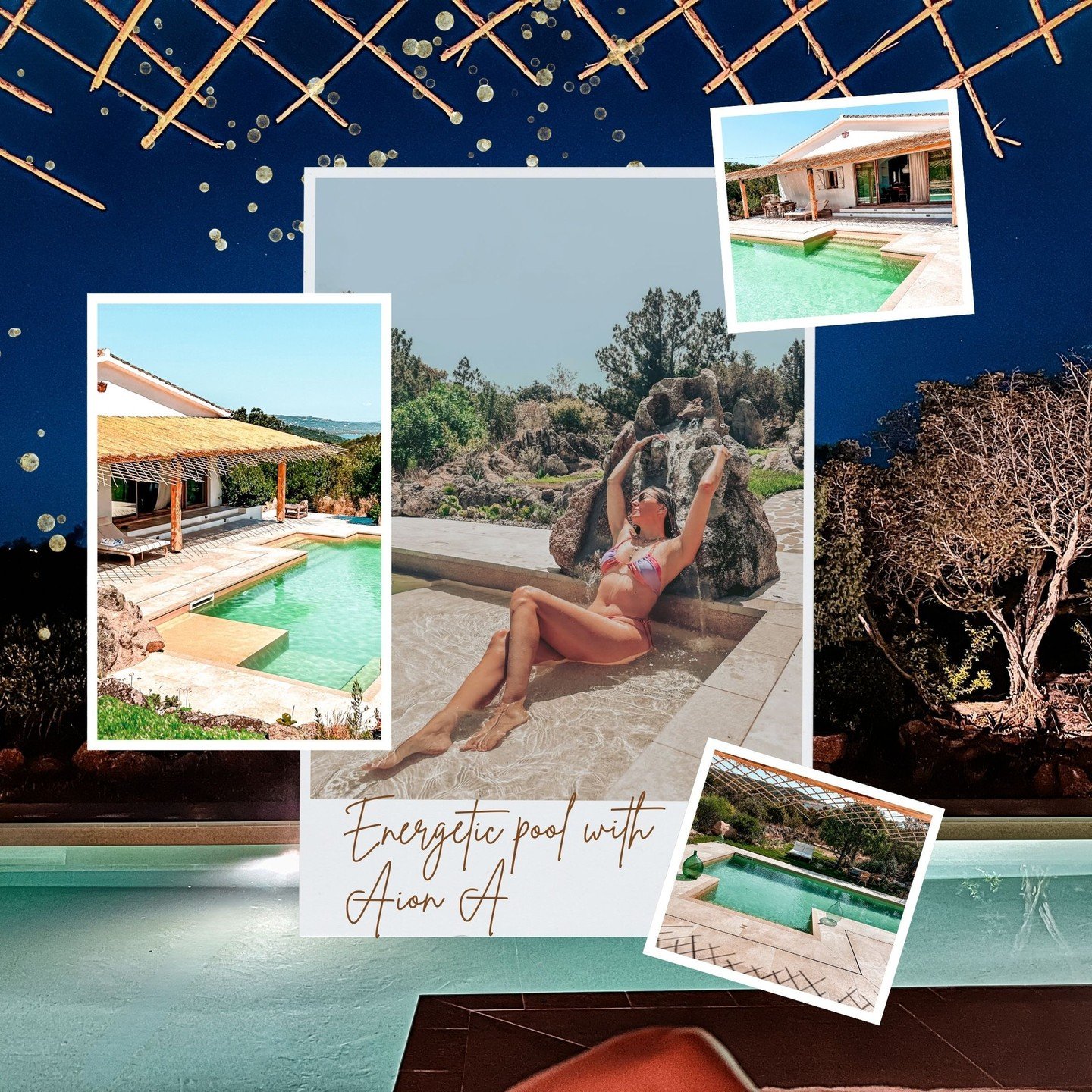 The 11-metre pool at Sacro Cactus: water infused with intention.

At the heart of the villa sits an 11-metre pool with integrated jacuzzi, soft beach entry, waterfall, and spa area. The waters are infused with AION A, a rare crystalline powder identi