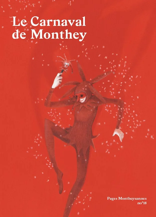 Couverture du livre Carnaval de Monthey, avec son Triboulet rouge.