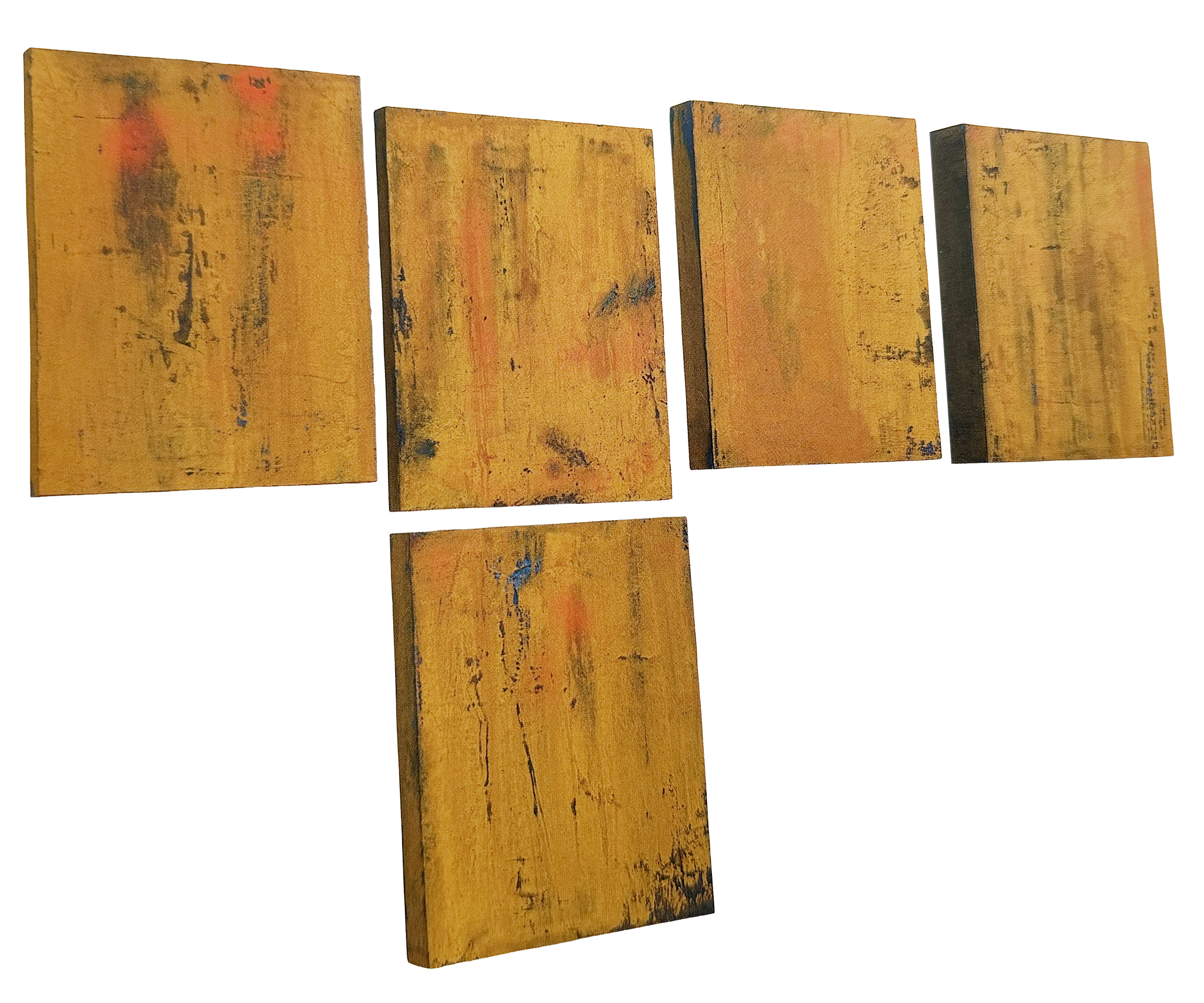 vibrazioni in movimento –
cera e pigmenti su alluminio 50×60 (ognuno) 2002