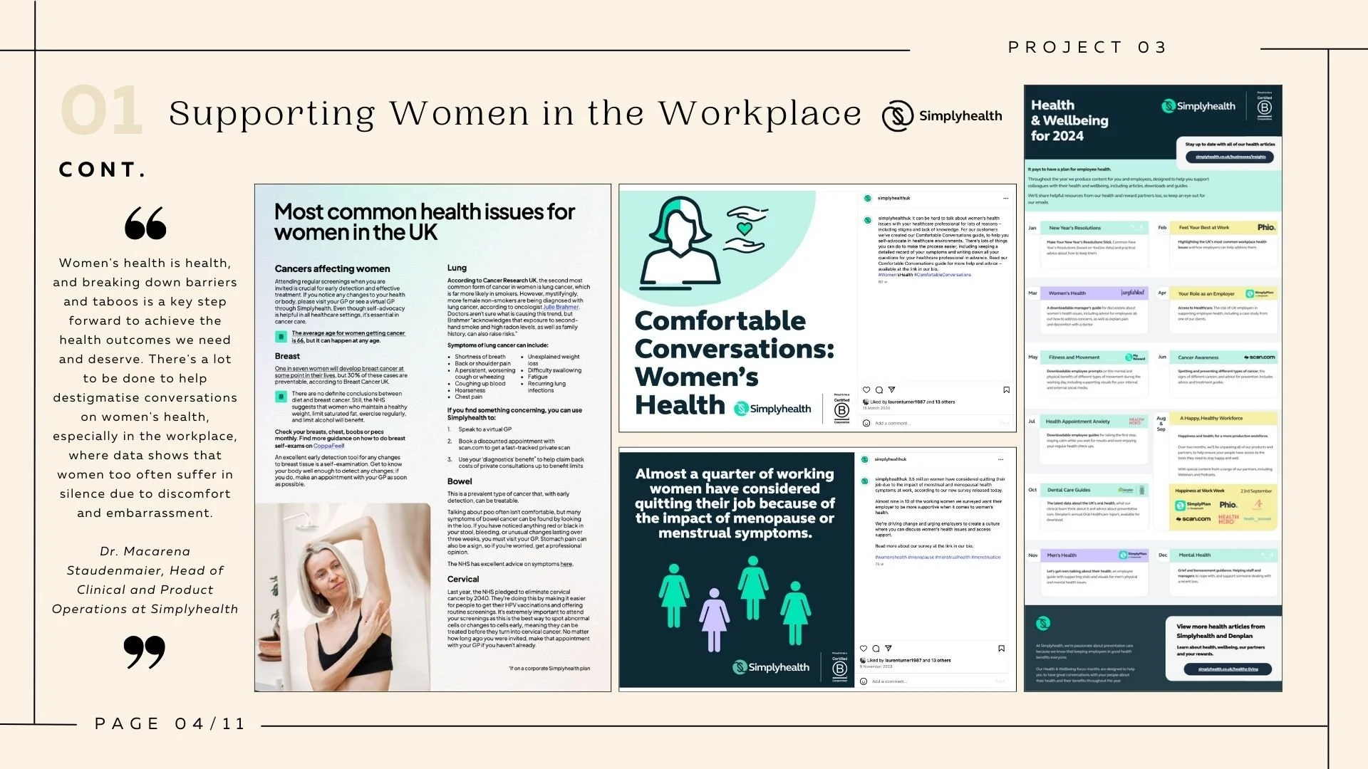 Simplyhealth: Supporting Women in the Workplace strategic content campaign visuals
