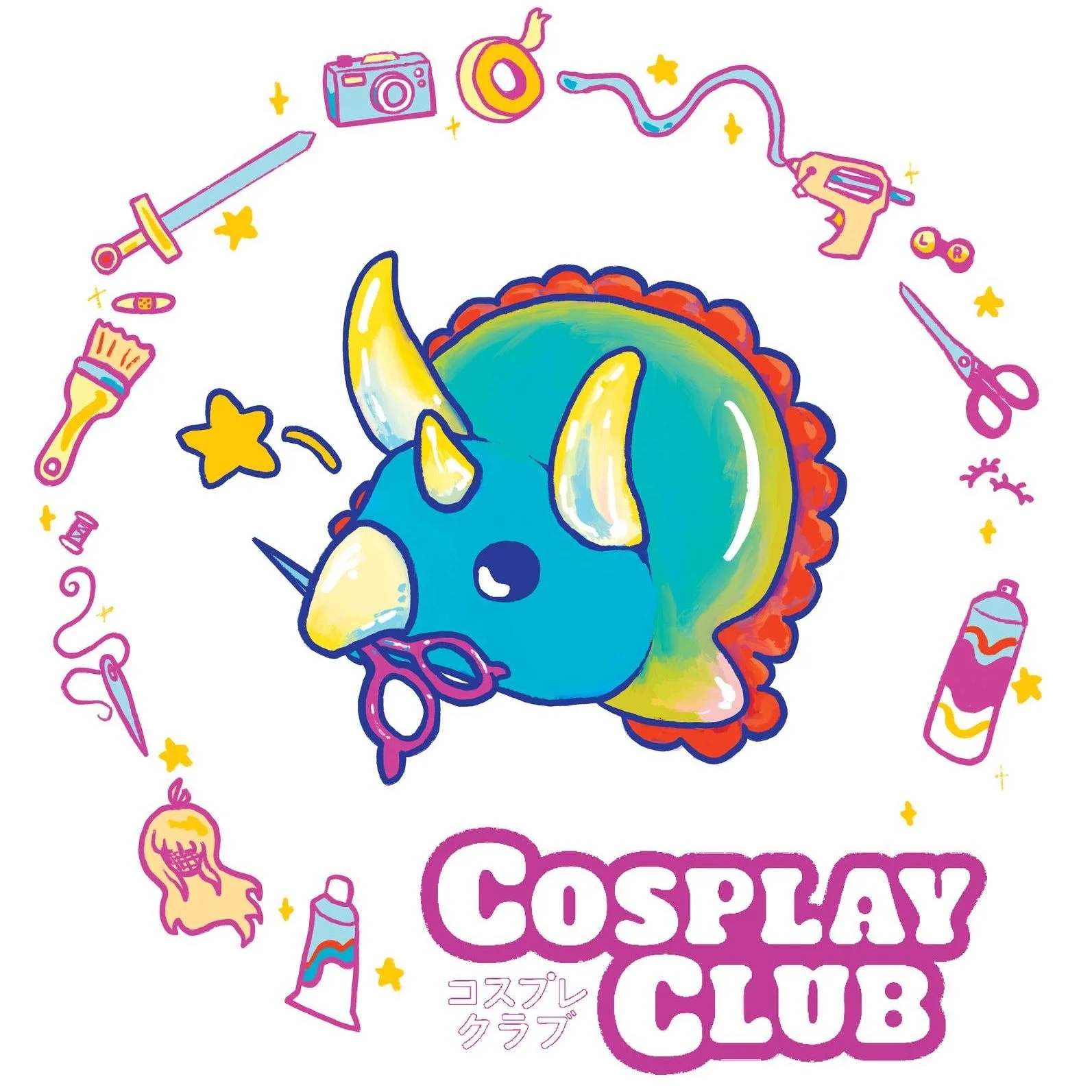 Help! Our mascot friend needs a name!
You'll remember our beloved Crunch the Trex, well here is his dream duo the Triceratops! We were lucky enough to have @eddie.illustration create some incredible  art for us to use for the Cosplay Club! Now we jus