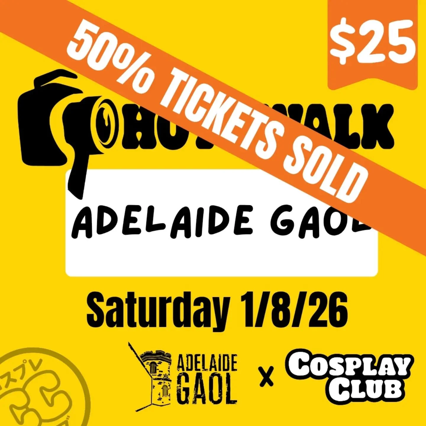 ‼️IMPORTANT‼️50% TICKETS SOLD

Our upcoming photowalk at the Adelaide Gaol has reached 50% tickets sold, and are continuing to sell fast!

If you're interested in attending, don't miss out! But your tickets now!

#photoshoot #cosplay #photography #co