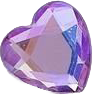 A purple heart-shaped gemstone or crystal.