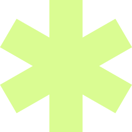 A lime green asterisk-shaped symbol on a black background.