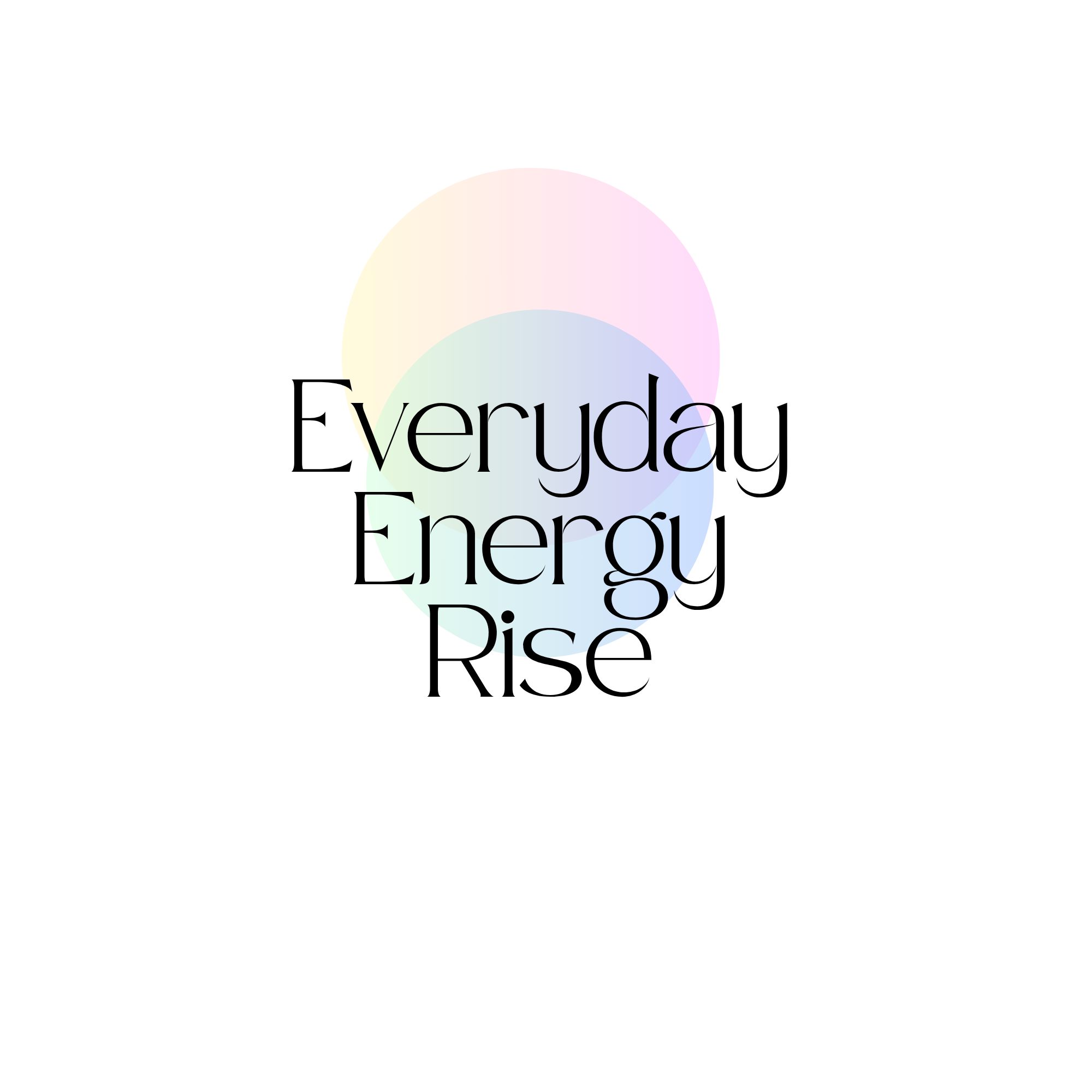 Two ombre spheres, one in shades of green and blue, the other in pinks and oranges are the backdrop to the title 'Everyday Energy Rise'