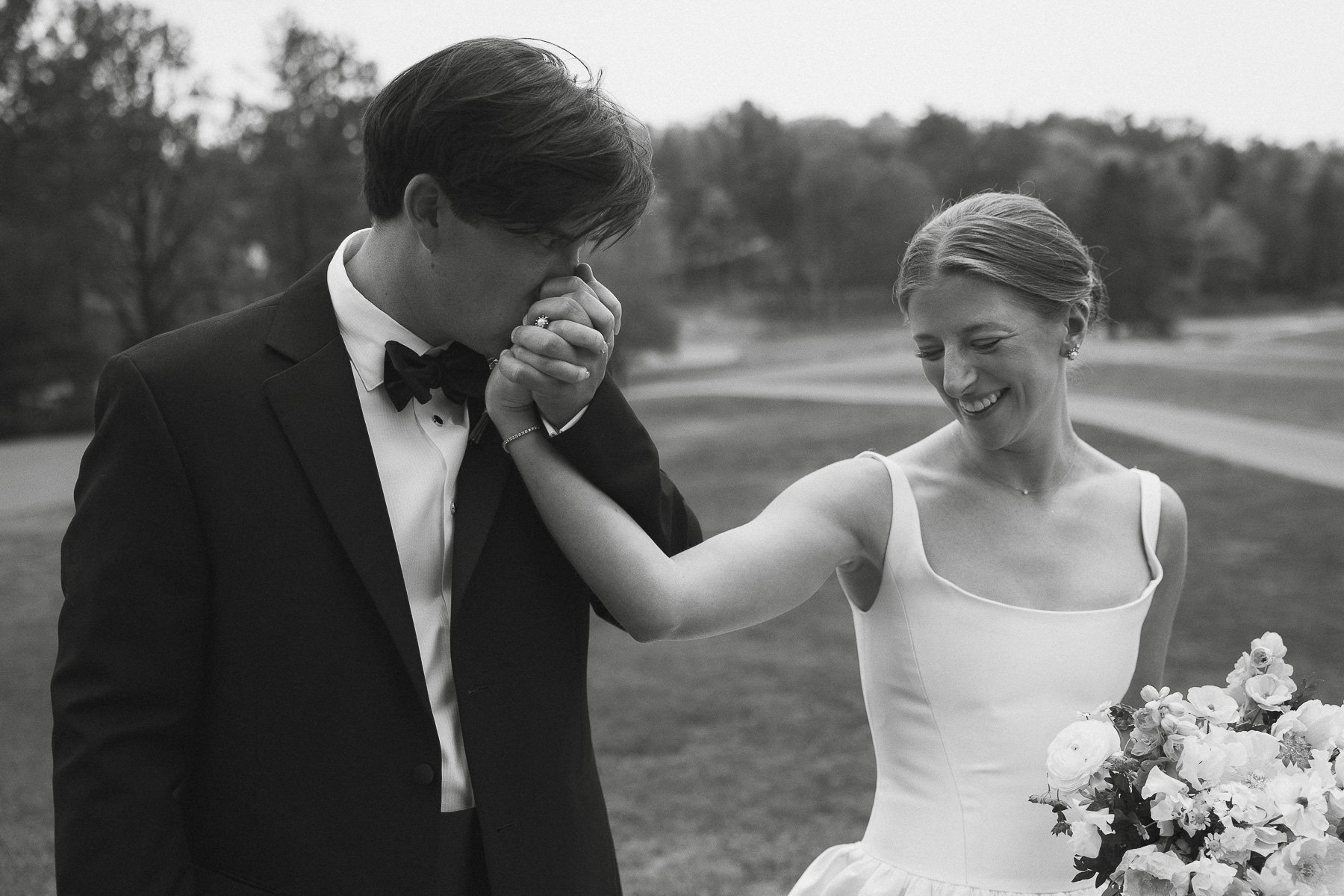 Black tie Asheville Wedding moment