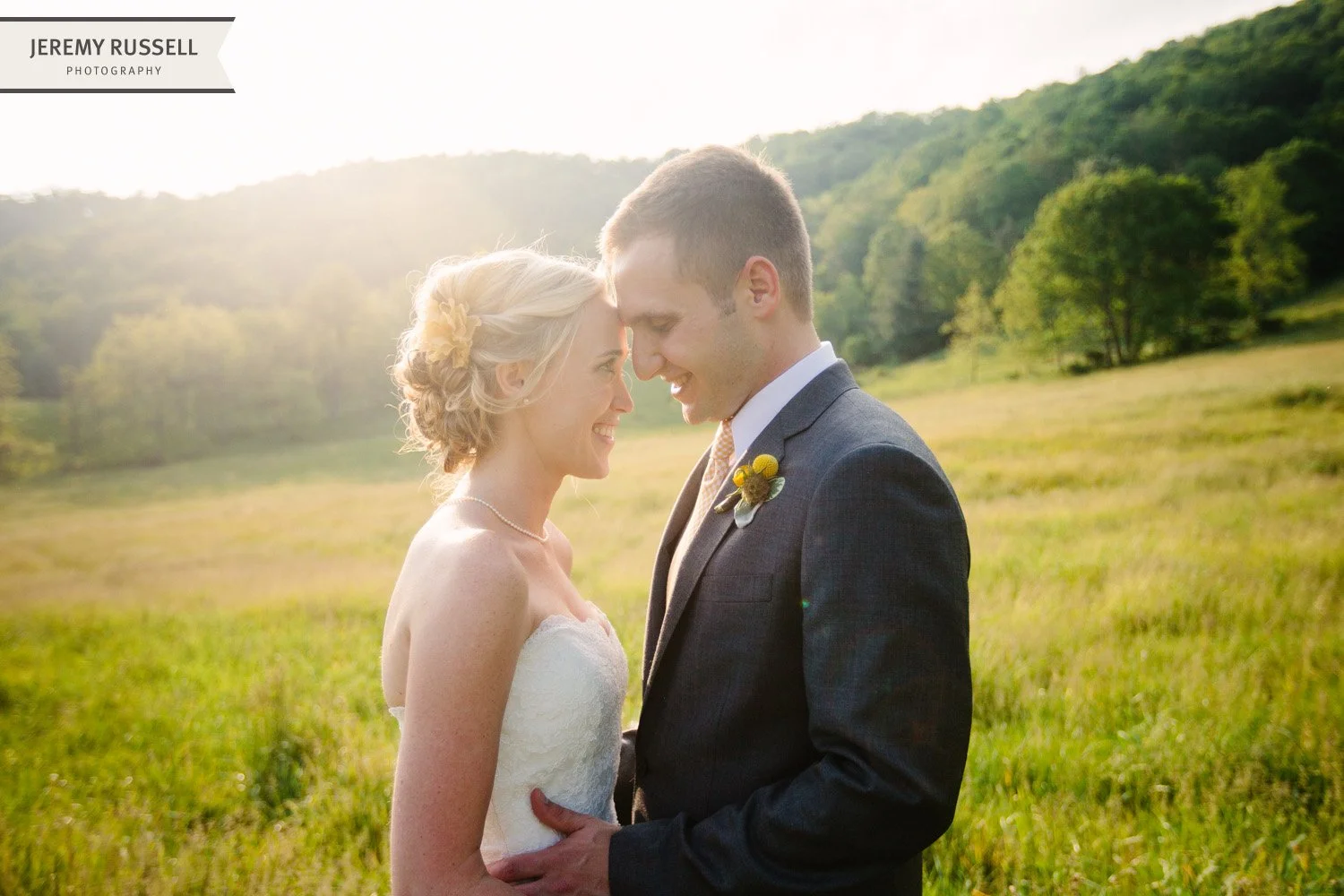 Smiling bride and groom​