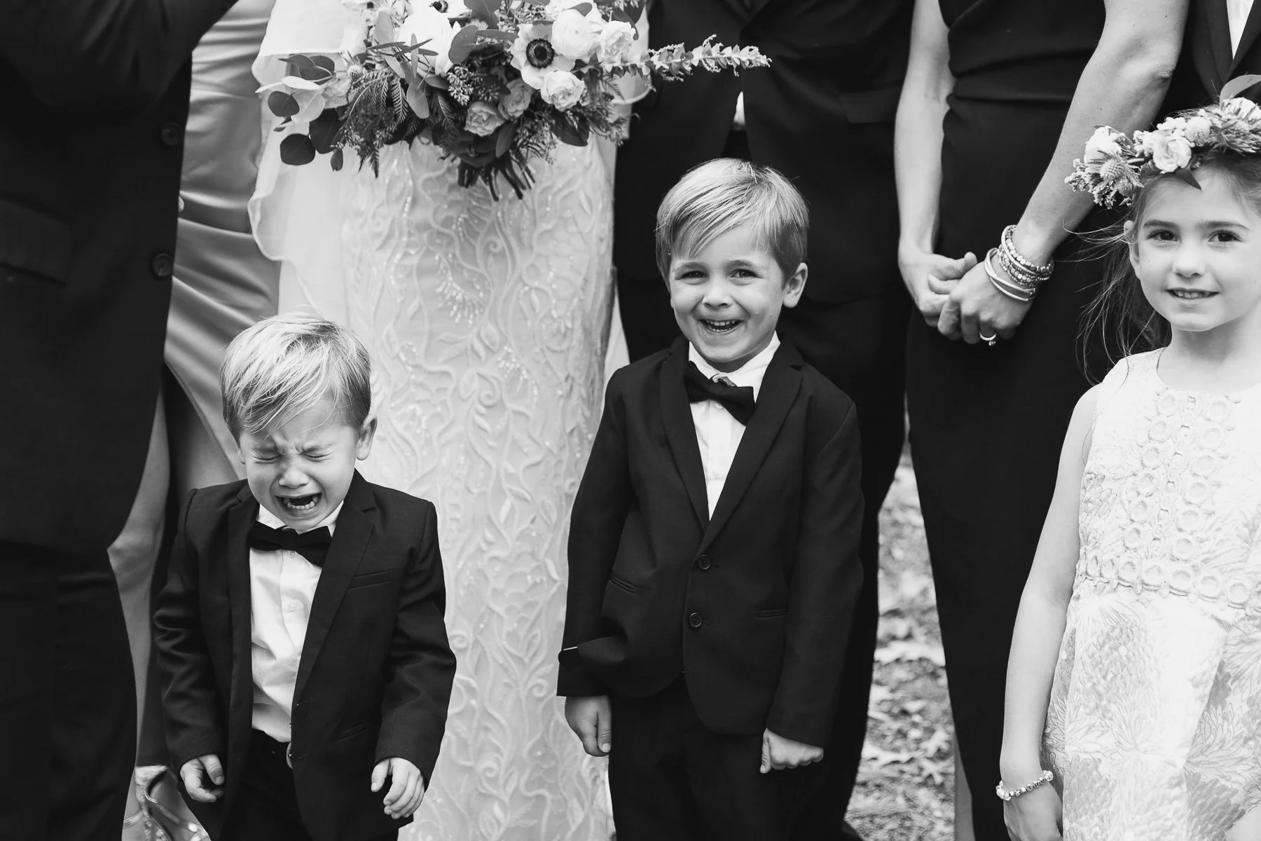 Funny kids at wedding in Asheville