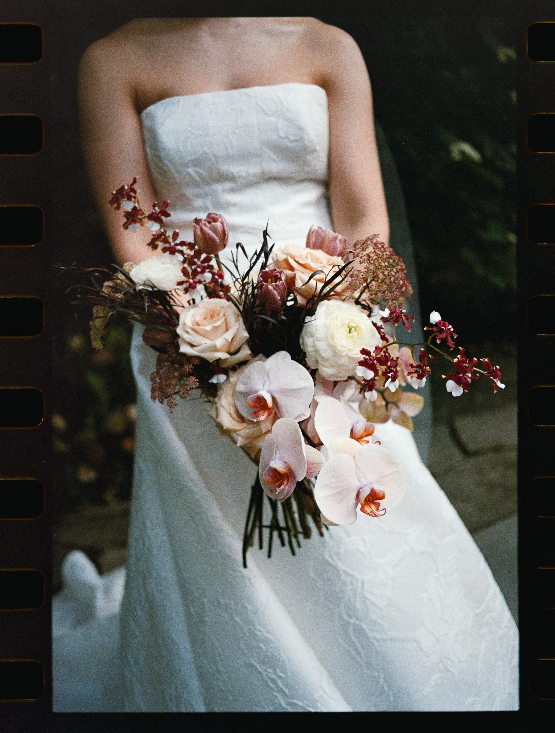 Wedding bride on film in Asheville
