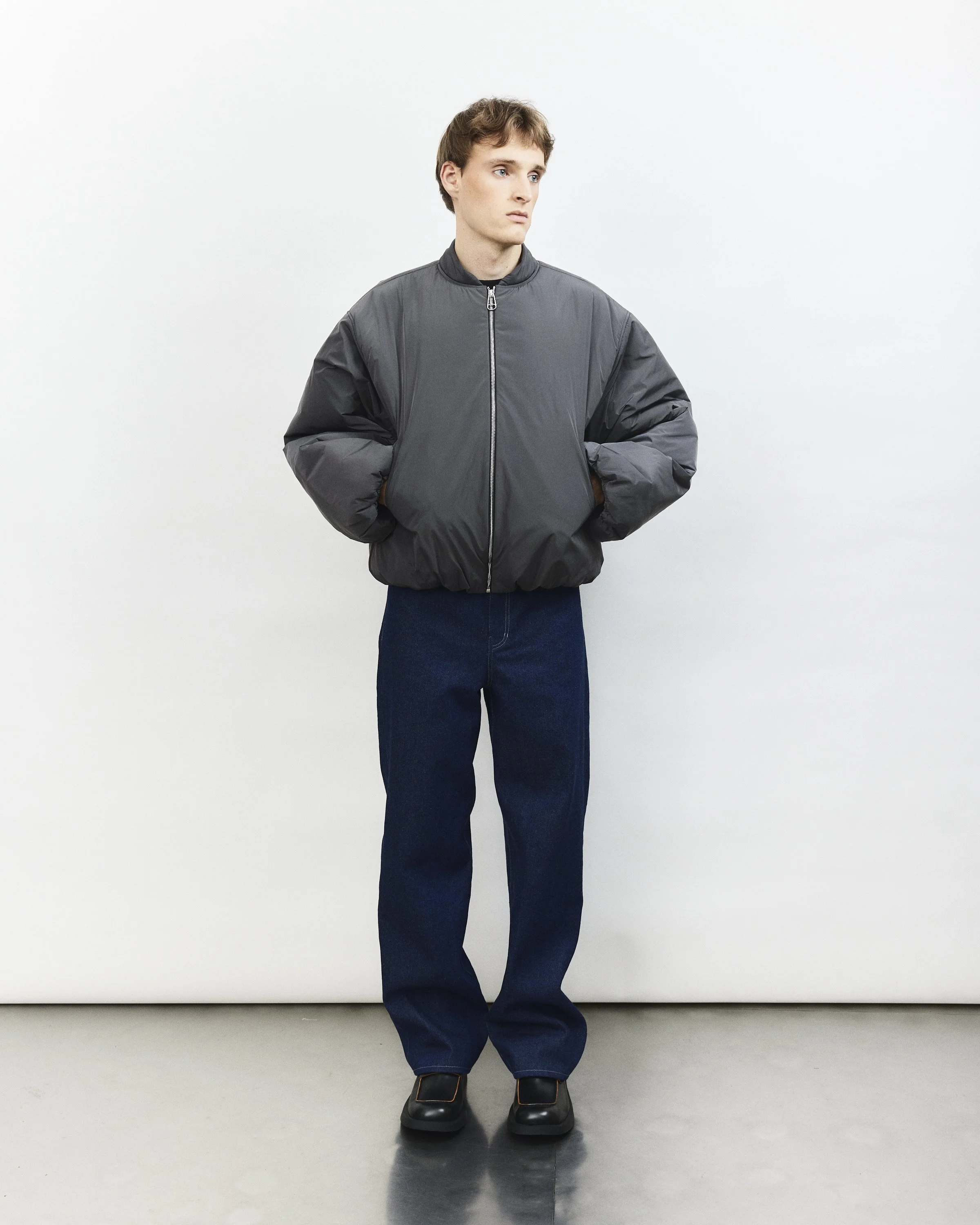 GREY OVERSIZED BOMBER