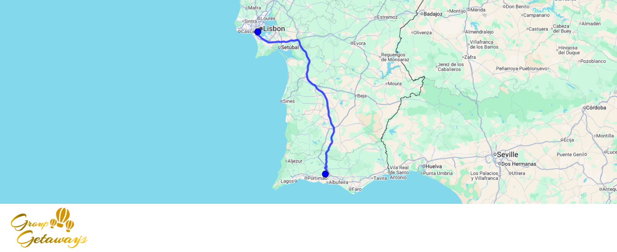 Map of the tour Retirement Relocation Discovery in Portugal by Group Getaways