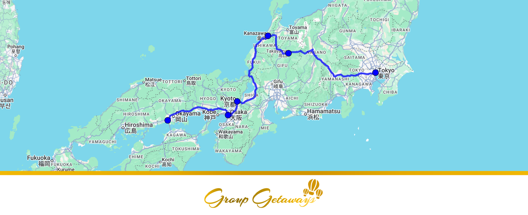 Map of The Grand Japanese Tapestry: From Neon Lights to Sacred Heights (G066) by Group Getaways